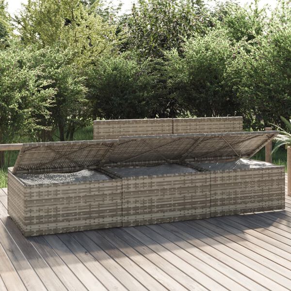 vidaXL Salon de jardin 3 pcs avec coussins Gris R&eacute;sine tress&eacute;e