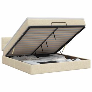 vidaXL Lit ottoman avec matelas Cr&egrave;me 180 x 200 cm Tissu