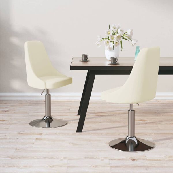 vidaXL Chaises pivotantes &agrave; manger lot de 2 Cr&egrave;me Tissu
