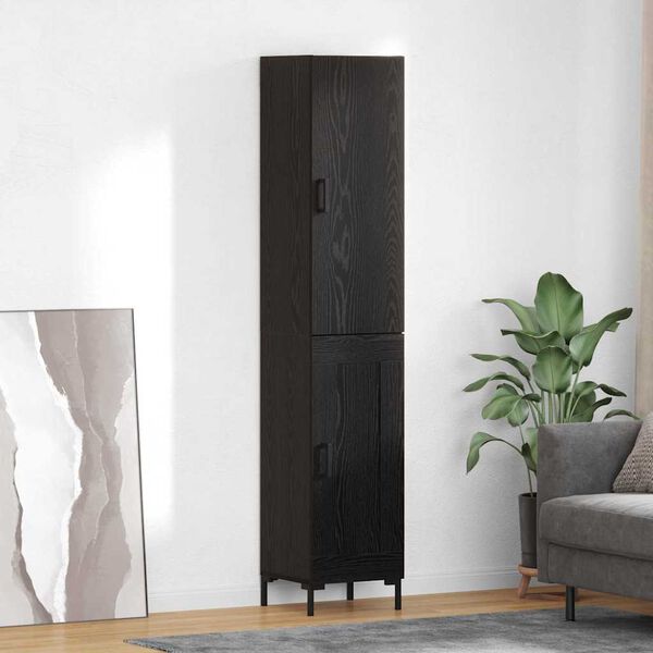 vidaXL Haut Armoire Ch&ecirc;ne noir 34,5 x 34 x 180 cm Bois d'ing&eacute;nierie