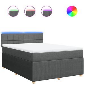 vidaXL Sommier &agrave; lattes de lit avec matelas Gris fonc&eacute; 140x190cm Tissu