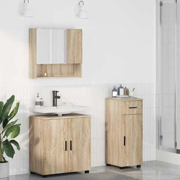 vidaXL Ensemble de mobilier de salle de bain 3 pcs Ch&ecirc;ne Sonoma