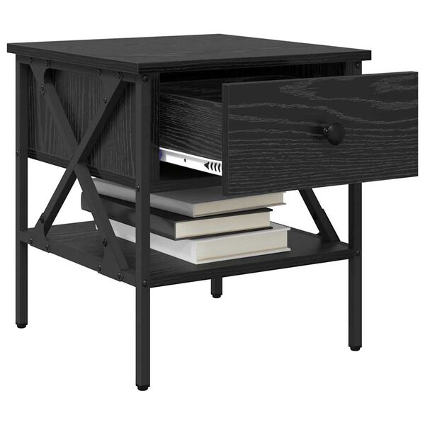 vidaXL Table de chevet avec tiroir Ch&ecirc;ne noir 40 x 42 x 45 cm