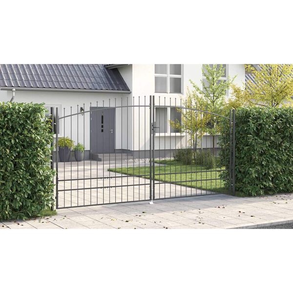 vidaXL Porte Double avec verrouillage Gris 400 x 199.5 cm Acier