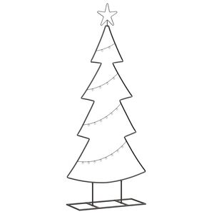 vidaXL Arbre de No&euml;l en m&eacute;tal avec support Noir 125 cm Acier