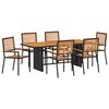vidaXL Ensemble de salle à manger pour jardin 7 pcs Noir et Marron
