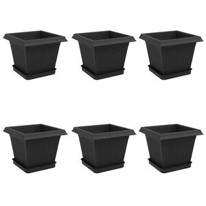 vidaXL Pots de plantes 6 pcs Noir 20 x 20 x 16 cm Plastique
