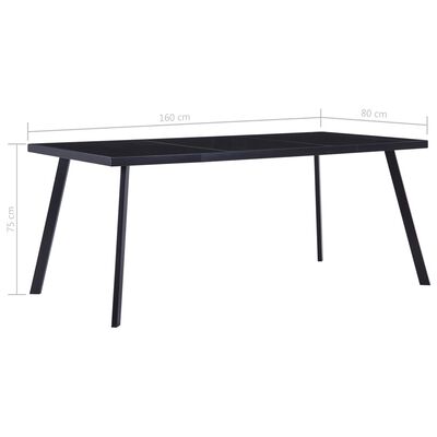 vidaXL Table de salle à manger Noir 160x80x75 cm Verre trempé