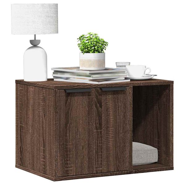 vidaXL Meuble de bac &agrave; liti&egrave;re pour chat ch&ecirc;ne marron bois ing&eacute;nierie