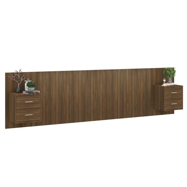 vidaXL T&ecirc;te de lit avec armoires Ch&ecirc;ne marron Bois d'ing&eacute;nierie