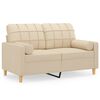 vidaXL Canap&eacute; 2 places avec oreillers d&eacute;coratifs cr&egrave;me 120 cm tissu