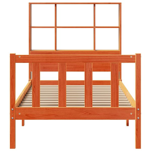 vidaXL Lit biblioth&egrave;que sans matelas cire marron 90x190 cm pin massif