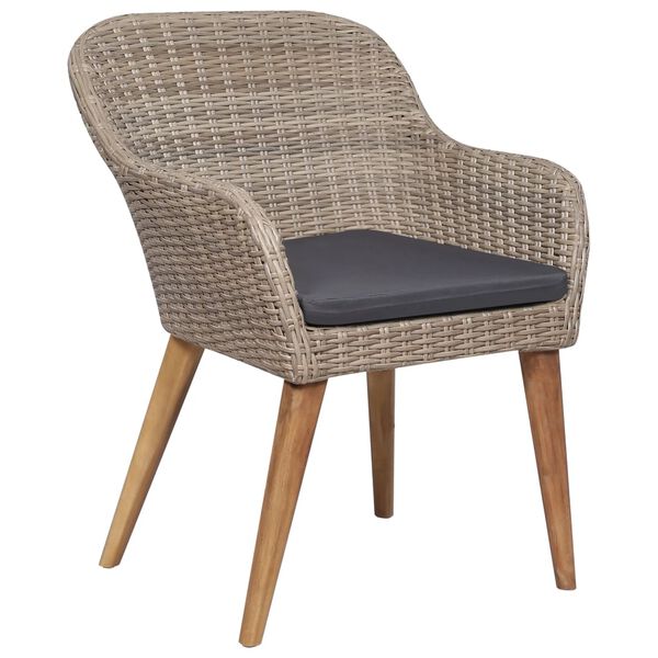 vidaXL Chaises d'ext&eacute;rieur et coussins lot de 2 R&eacute;sine tress&eacute;e Marron