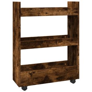 vidaXL Chariot de rangement &eacute;troit 3 niveaux ch&ecirc;ne fum&eacute;
