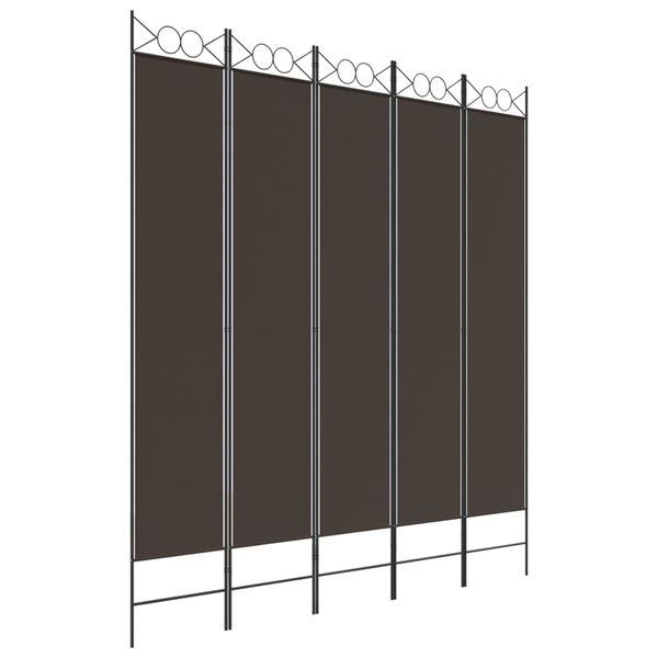vidaXL Cloison de séparation 5 panneaux Marron 200x220 cm Tissu