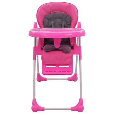 vidaXL Chaise haute pour bébé Rose et gris