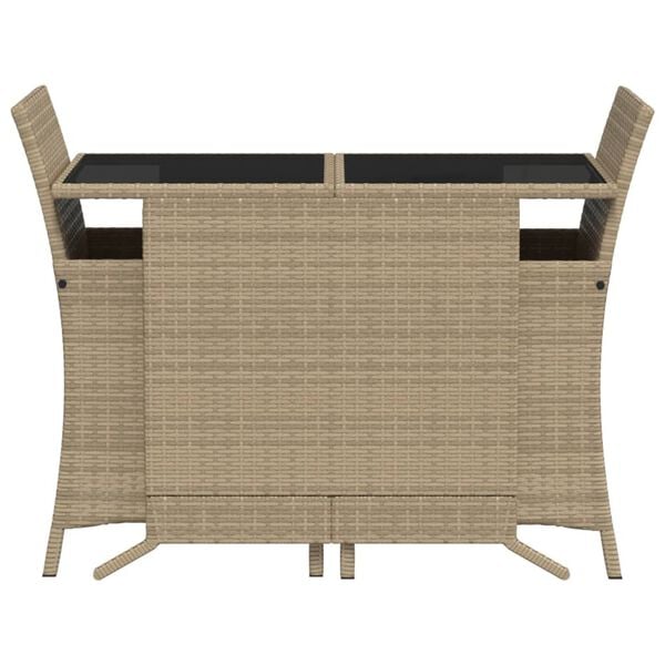 vidaXL Ensemble de bistro 3 pcs avec coussins beige résine tressée