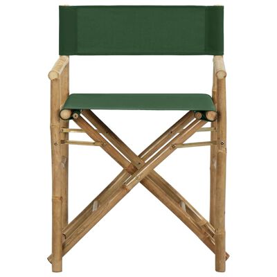 vidaXL Chaises pliables de directeur lot de 2 Vert Bambou et tissu