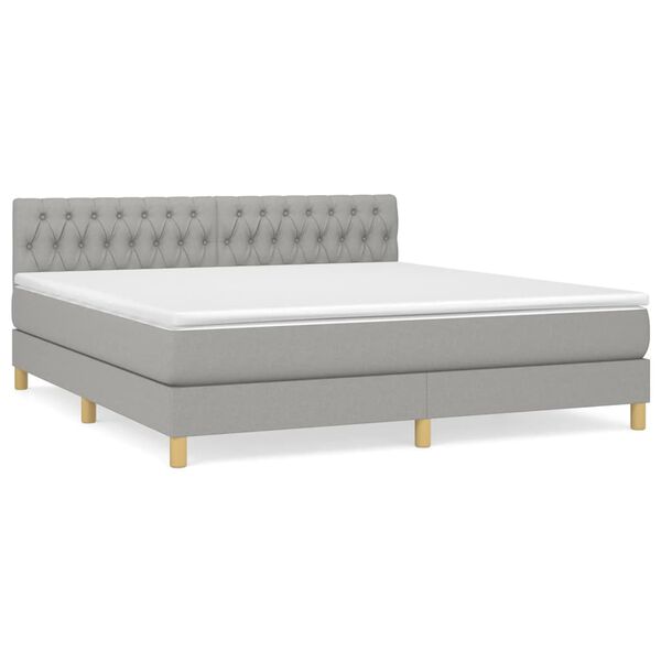 vidaXL Sommier &agrave; lattes de lit avec matelas Gris clair 180x200cm Tissu