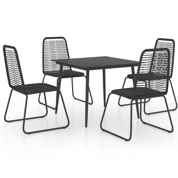 vidaXL Ensemble &agrave; manger de jardin 5 pcs PVC r&eacute;sine tress&eacute;e noir