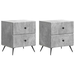 vidaXL Cabinet de chevet 2 pcs Gris b&eacute;ton 43 x 34,5 x 47,5 cm