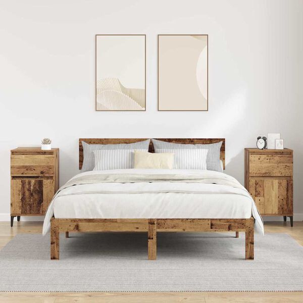 vidaXL Cabinet de chevet avec tiroir 2 pcs Bois ancien 40 x 35 x 70 cm