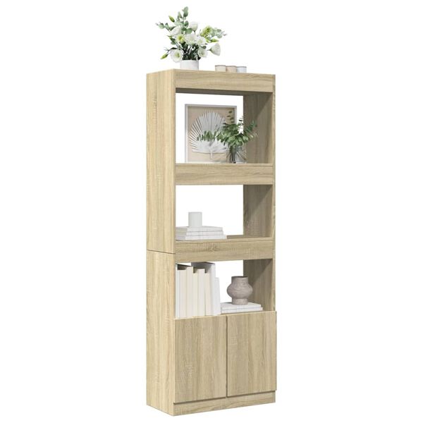 vidaXL Buffet haut 63x33x180 cm ch&ecirc;ne sonoma bois d'ing&eacute;nierie
