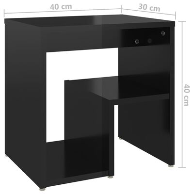 vidaXL Tables de chevet 2 pcs Noir brillant 40x30x40 cm Aggloméré