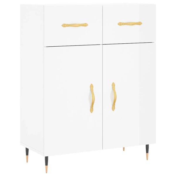 vidaXL Buffet Blanc brillant 69,5x34x90 cm Bois d'ing&eacute;nierie