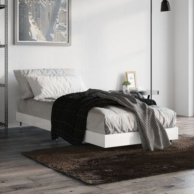 vidaXL Cadre de lit blanc brillant 75x190 cm bois d'ingénierie