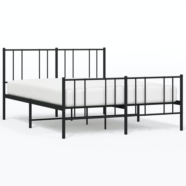 vidaXL Cadre de lit m&eacute;tal sans matelas avec pied de lit noir 140x200cm