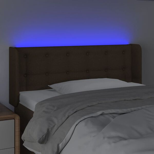 vidaXL T&ecirc;te de lit &agrave; LED Marron fonc&eacute; 103x16x78/88 cm Tissu