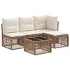 vidaXL Ensemble de canap&eacute; de jardin 5 pcs Beige polyrotin