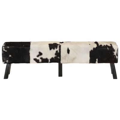 vidaXL Banc noir et blanc 160x28x50 cm cuir de chèvre véritable