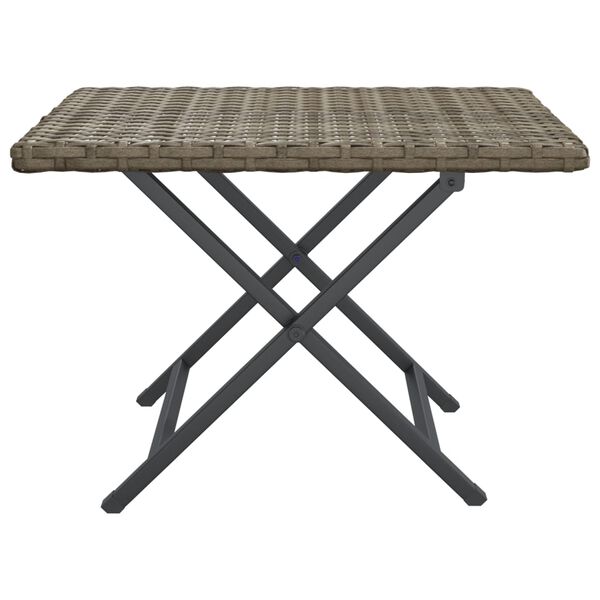 vidaXL Table pliable gris 45x35x32 cm résine tressée