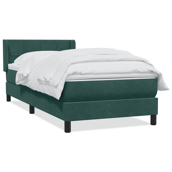 vidaXL Sommier &agrave; lattes de lit et matelas vert fonc&eacute; 100x210cm velours