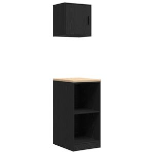 vidaXL Armoires de garage 2 pcs noir bois d'ing&eacute;nierie