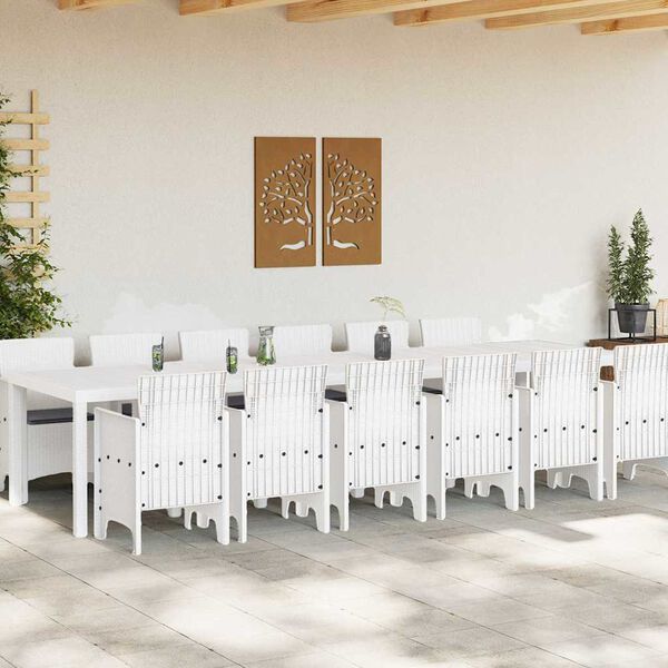 vidaXL Ensemble de salle à manger pour jardin 13 pcs Blanc Rattan Polt