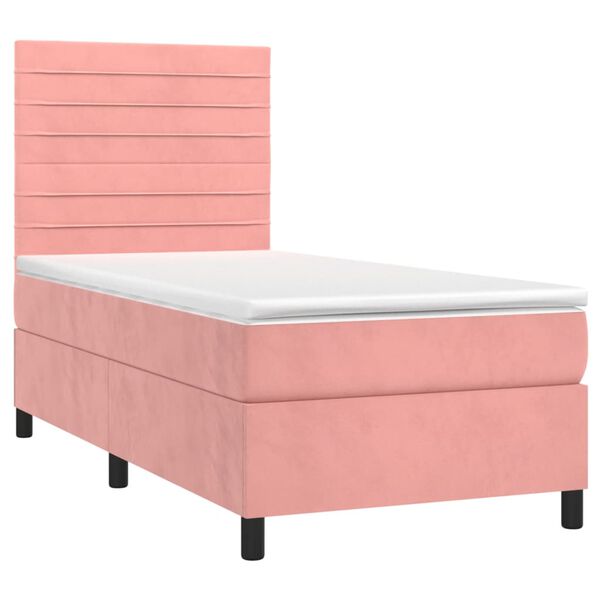 vidaXL Sommier &agrave; lattes de lit avec matelas Rose 100x200 cm Velours