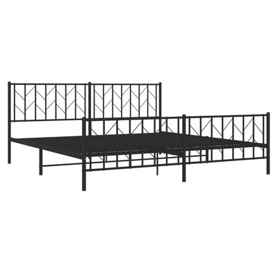 vidaXL Cadre de lit métal sans matelas avec pied de lit noir 193x203cm