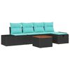 vidaXL Ensemble de canap&eacute; de jardin 6 pc Noir polyrotin