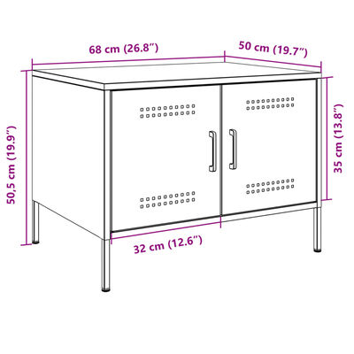 vidaXL Table basse rose 68x50x50,5 cm acier laminé à froid