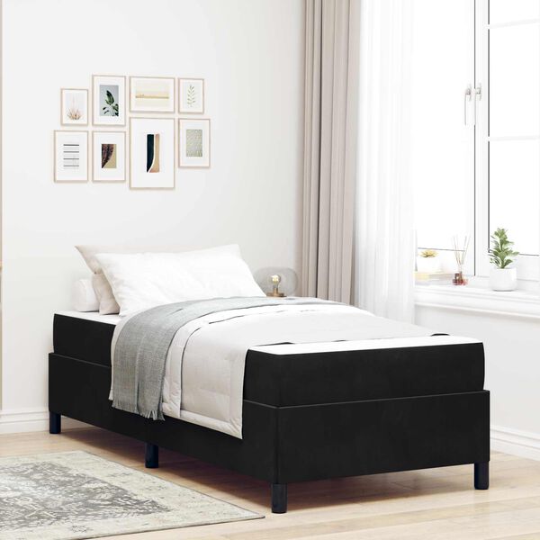 vidaXL Cadre de lit avec matelas Noir 80 x 200 cm tissu