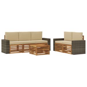 vidaXL Ensemble de canap&eacute;s d'ext&eacute;rieur 6 pc Naturel et Beige