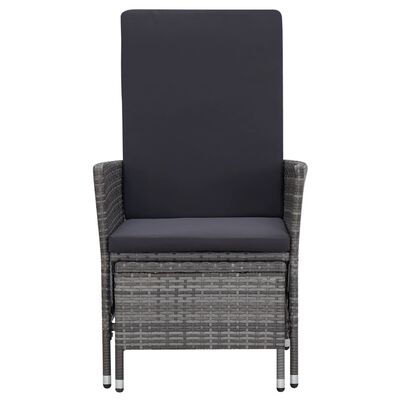 vidaXL Salon de jardin 3 pcs avec coussins Résine tressée Gris