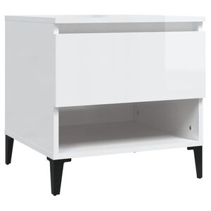 vidaXL Table d'appoint Blanc brillant 50x46x50 cm Bois d'ing&eacute;nierie