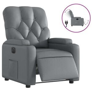 vidaXL Fauteuil inclinable &eacute;lectrique Gris Similicuir