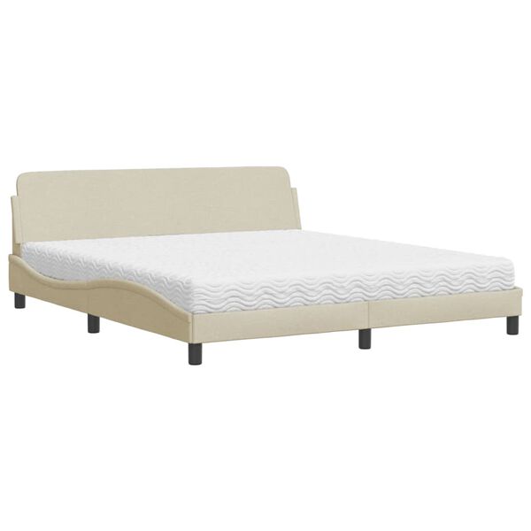 vidaXL Lit avec matelas Dover cr&egrave;me 180x200 cm tissu