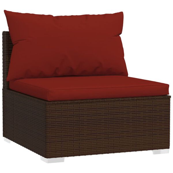 vidaXL Salon de jardin 11 pcs avec coussins marron résine tressée