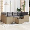 vidaXL Salon de jardin avec coussins 7 pcs beige r&eacute;sine tress&eacute;e